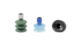 Special bellow suction cups with external vulcanized female support