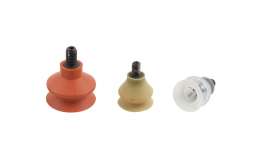 Special bellow suction caps with male vulcanized support