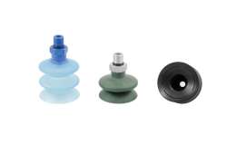 Special bellow suction caps with external male vulcanized support